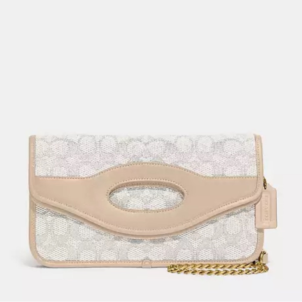 Coach - Foldover Cut Out Clutch Crossbody In Signature Jacquard